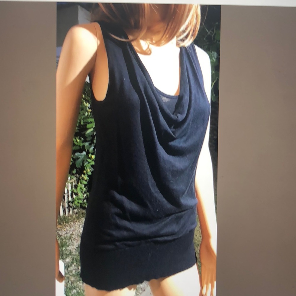 BANANA REPUBLIC SEXY BLK DRAPED SLEEVELESS TOP S